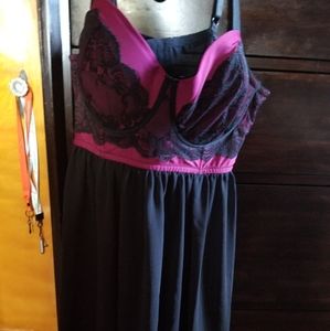 Torrid Pink and Black Babydoll Lingerie
